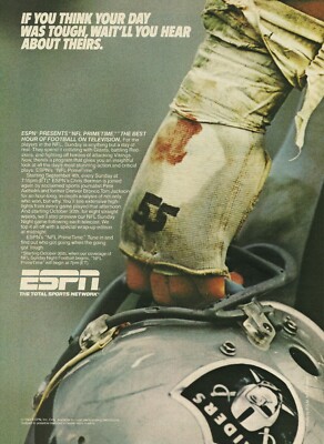 1988 ESPN NFL Primetime Raiders #55 Football TV vintage print ad advertisement