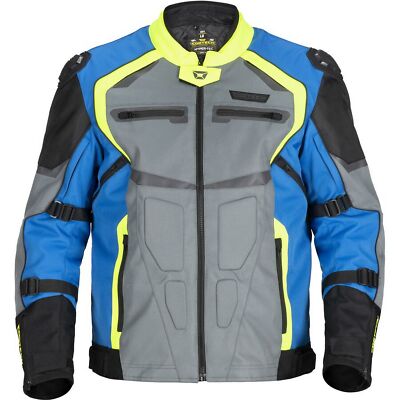 Cortech Hyper-Tec Mens Textile Motorcycle Jacket Blue/Hi-Viz/Gunmetal
