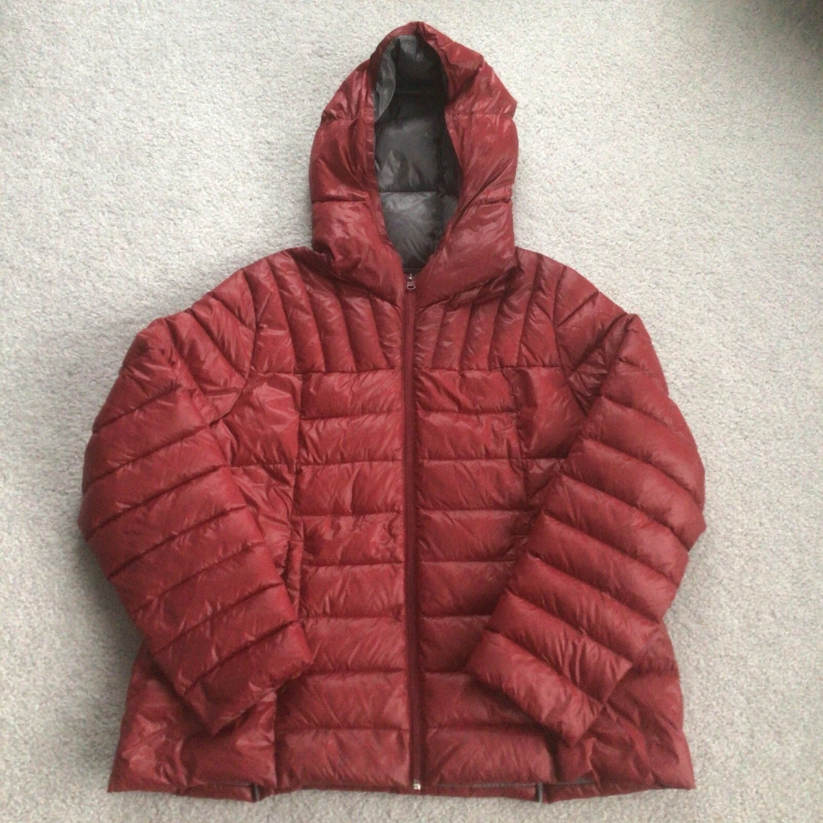 Bernardo Puffer Slimming Down Packable Hooded Jacket Womens XL Burgundy |  eBay