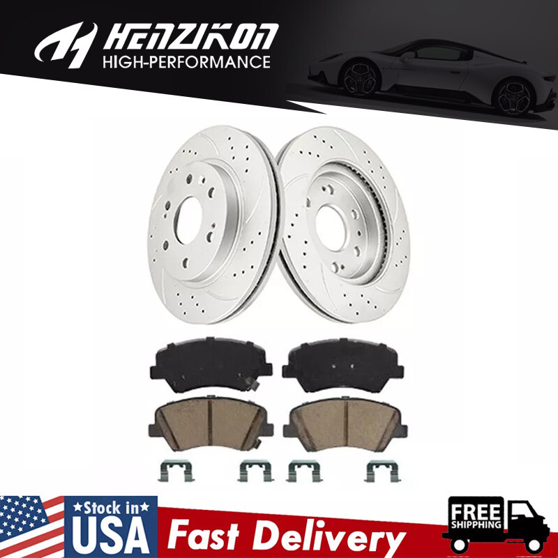 280mm Front Drilled Brake Rotors & Pads for Hyundai Elantra Veloster Kia Forte
