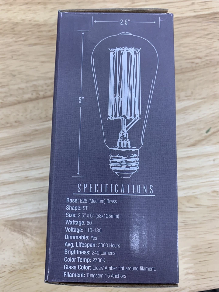 Bombillas LED Alce Vintage Filamento Bombilla - 60 vatios Base Media 1092 Foto 3 de 4