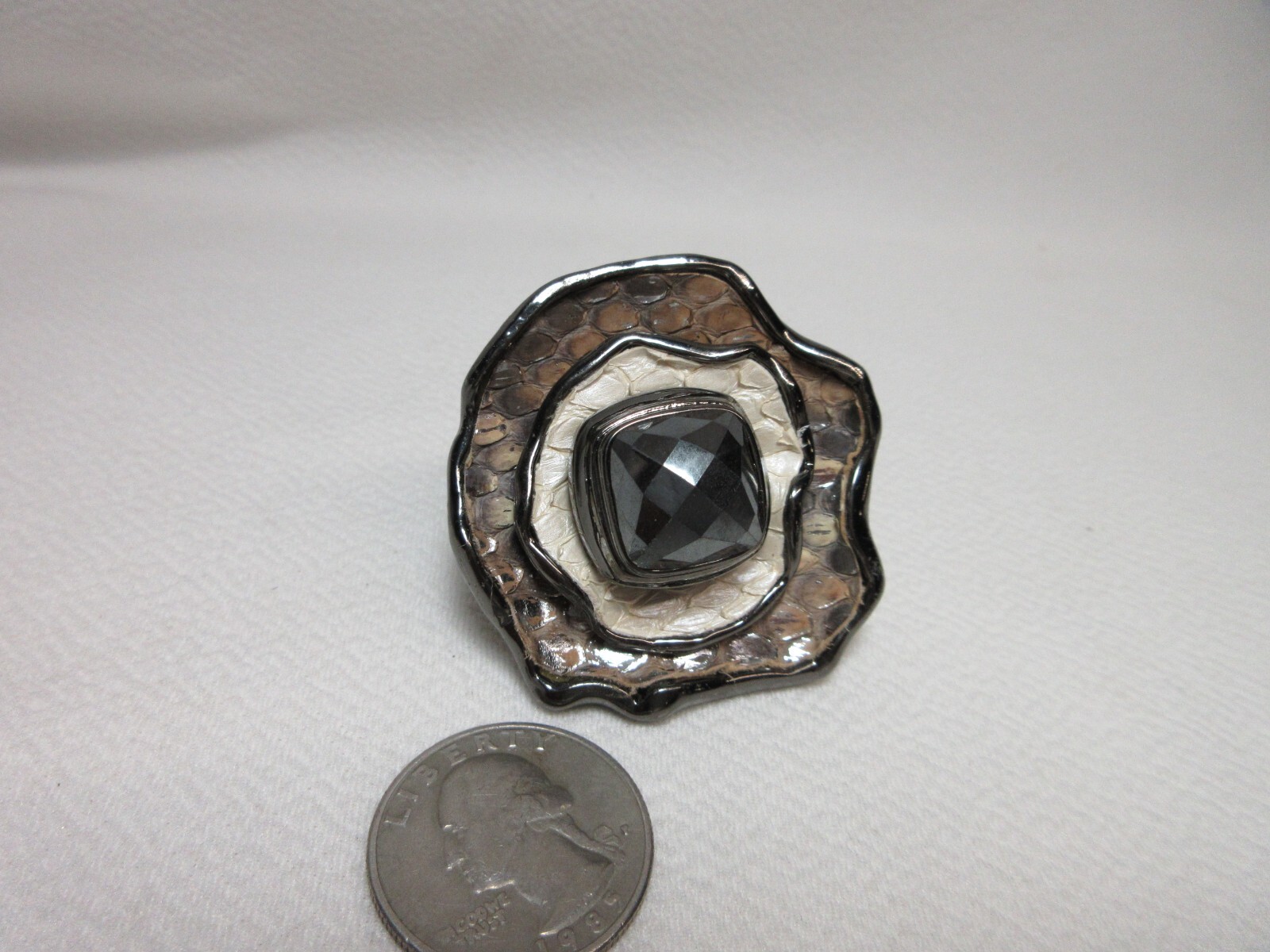 KARA BOLD STATEMENT RING LARGE CHUNKY WITH STONE - image 3