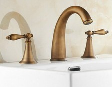 Antique Brass Widespread Bathroom Basin Sink Faucet Mixer Tap 2 Handles 3 Holes