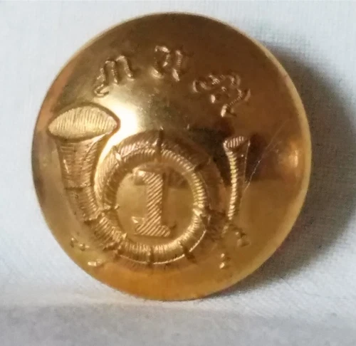 Bb Civil War UNIFORM BUTTON Sweetheart Pin MASS. Militia 1st Regiment 1854 Order
