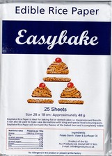 Rice paper,Easybake, 25 sheets White 28x 18cm for macaroons & biscuits and more