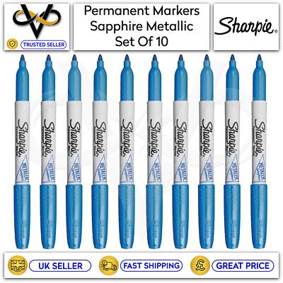 Sharpie Fine Pont Permanent Marker Stifte Saphir Metallic 10er Set Schule/Arbeit