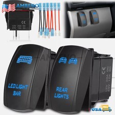2pcs 5 Pin Blue Rocker Switch Rear Light Led Light Bar Toggle For Car Atv Utv