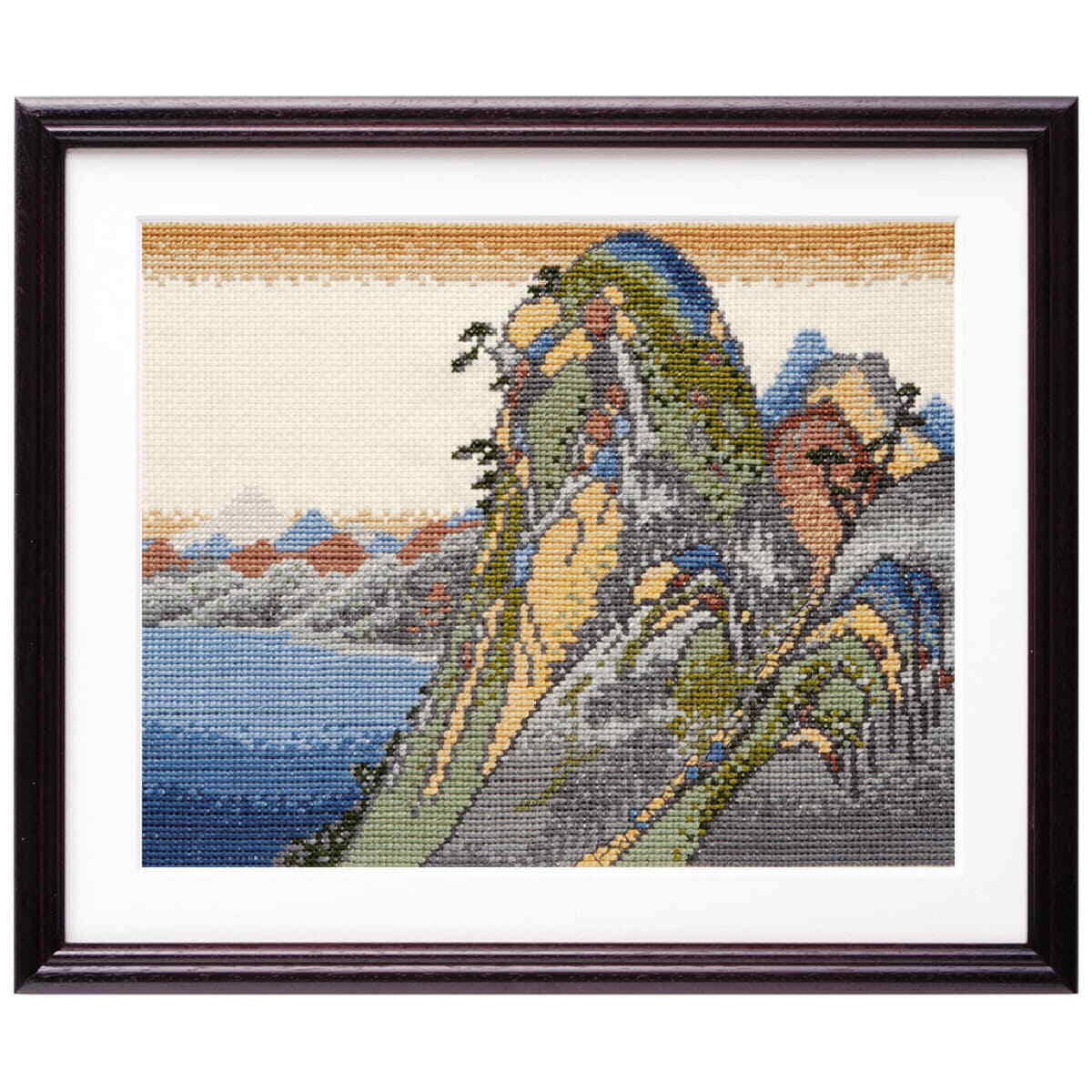 Olympus counted cross stitch kit ""View Of The Lake (Hakone) by Ando Hiroshige"",