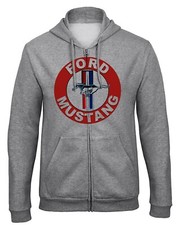 Ford Mustang Kapuzenpullover Hooded Sweatjacke mit Reißverschluss-9386_Grau