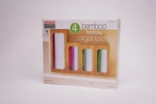 Seville Classics Bamboo Food Storage Bag Holders (Set of 4)