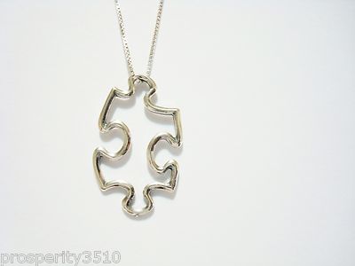 Autism Puzzle Piece Sterling Silver Pendant Necklace Free Shipping | eBay