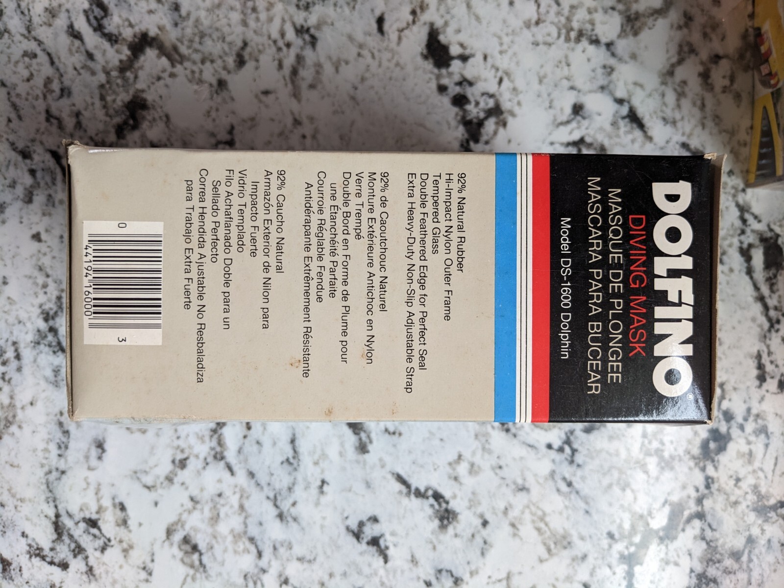 Vintage NIB Dolfino DS-1600 Tempered Glass Diving Mask Black Rubber Retro RARE