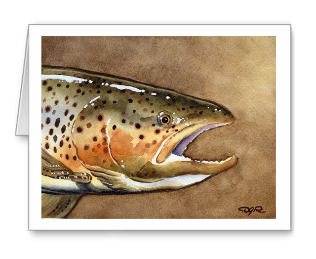 BROWN TROUT Set of 10 FLY FISHING Note Cards With Envelopes eBay