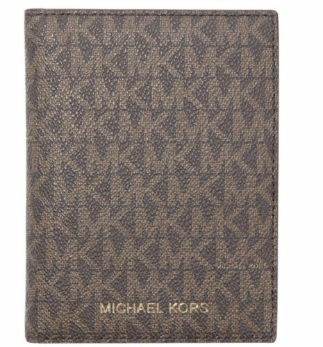 Michael Kors Womens Brown/Airplanes Jet Set Passport Wallet