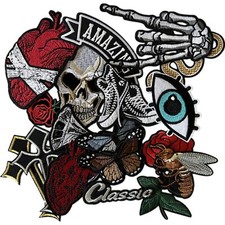 15-Piece Dark Embroidered Iron-On Patches for Backpacks Jackets Clothing