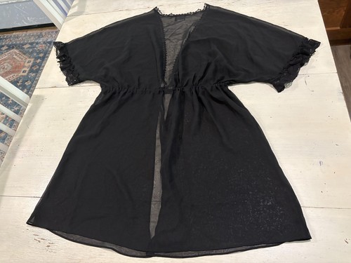 Seductionwear by Cinema Etoile Robe Nightgown Set Womens Medium Black Lace Sheer - Picture 14 of 24