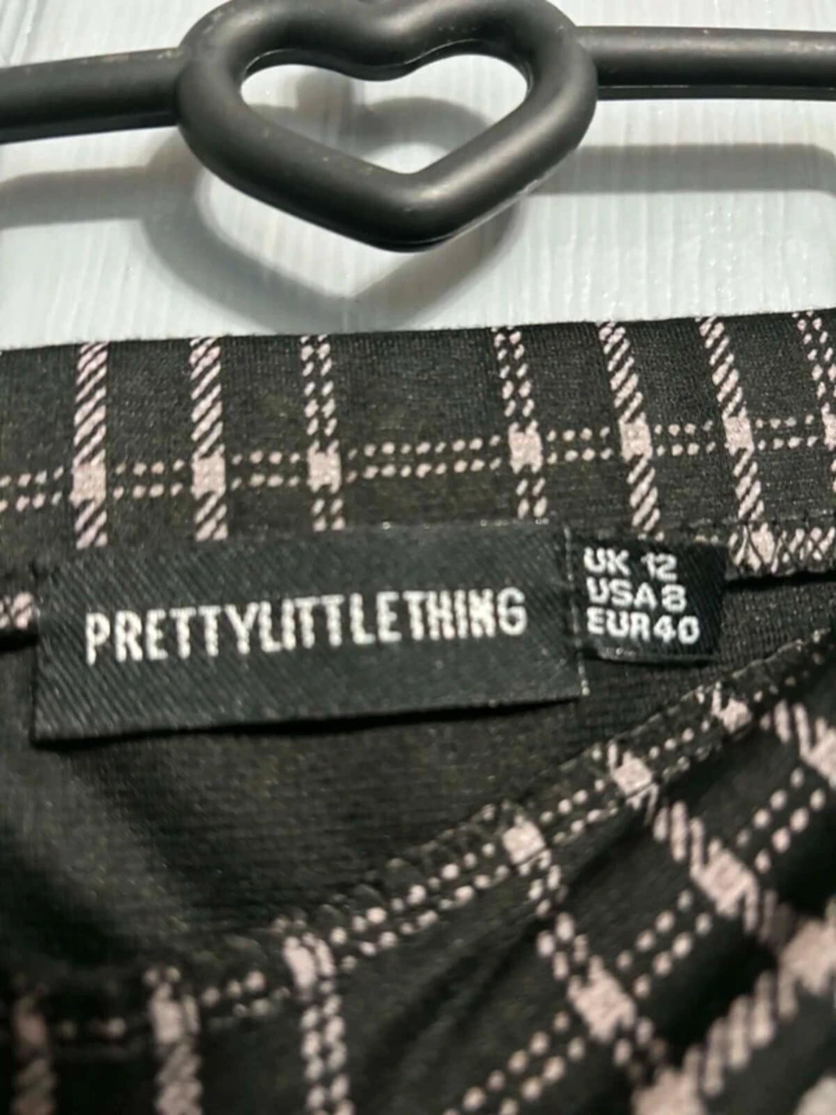 PrettyLittleThing Monochrome Check Frill Hem Mini Skirt Size 12 image 3