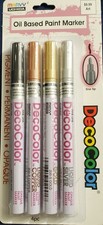 DecoColor Fine Tip Paint Marker Set Black, White, Gold, Silver 4 Pack
