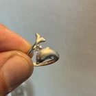 Vintage Sterling Signed 925 RSC Wrap Around Dolphin with CZ Stone Bypass Ring 6