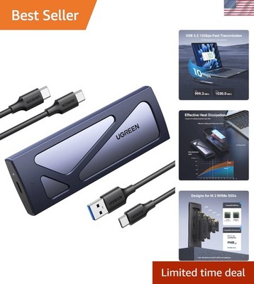 Compact 10Gbps USB C NVMe SSD Enclosure - Tool-Free, Secure, Compatible with 8TB