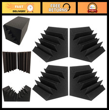 4 Pack Acoustic Foam Bass Trap Panels 12"x7"x7" Soundproof Padding for Studios