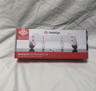 Satisfye ZenGrip Go for the Switch Lite, White/Red Holder with Thumb Grips, New