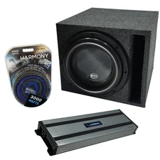 Harmony Audio HA-ML121 Loaded 12" Sub 3000W Slot Vented SPL Sub Box & HA-A1500.1