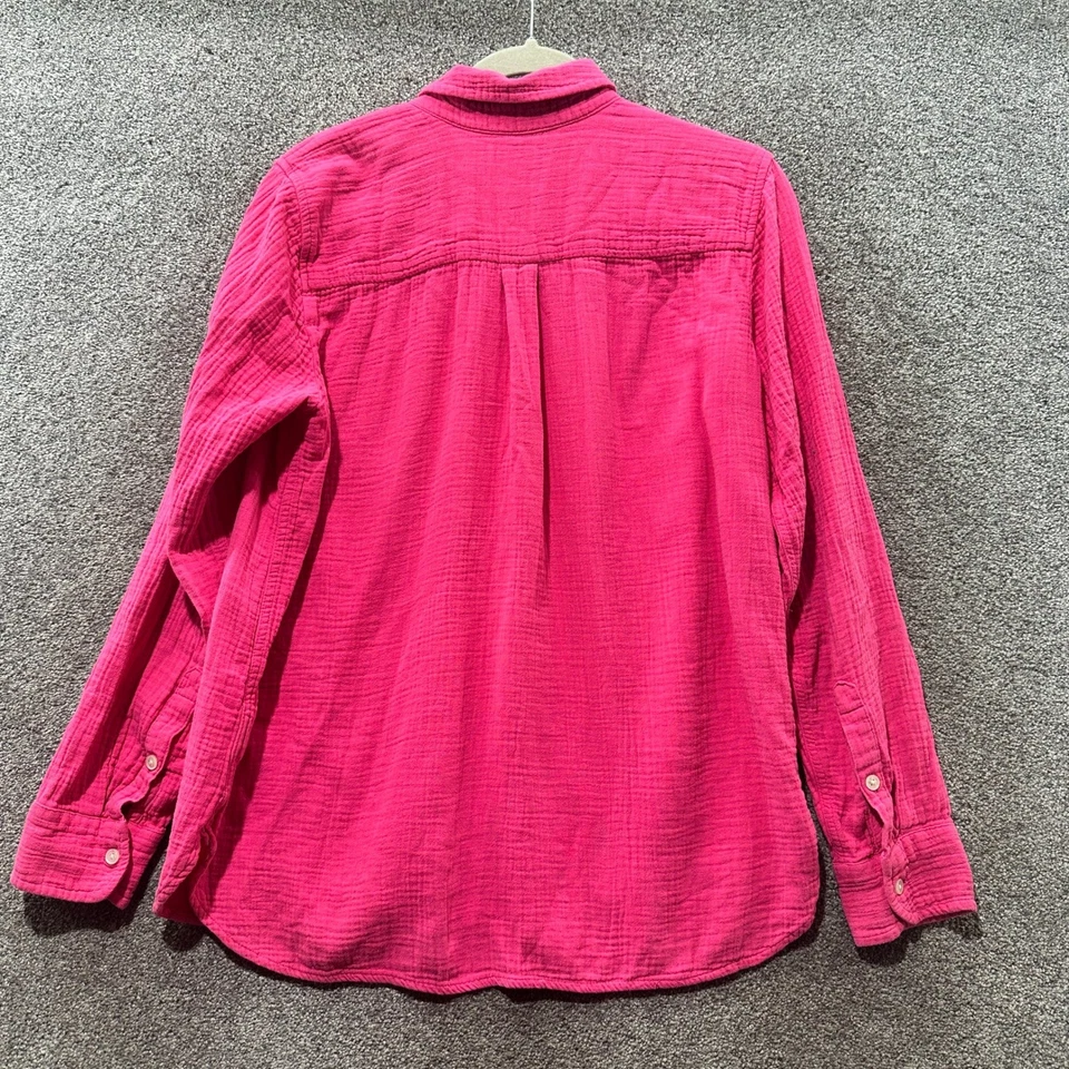 Blusa Top J Crew Gasa Algodón Abotonada Mujer M Rosa Ligera Transpirable Foto 2 de 4