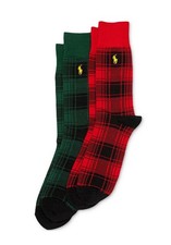 Polo Ralph Lauren Men's 2-Pk. Ombr  Buffalo Slack Crew Socks US 10-13 Green/Red