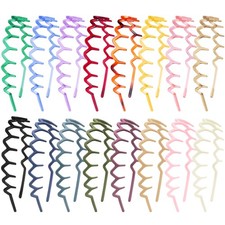 16 Pieces Zig Zag Headbands Colorful Plastic Headbands with Teeth Non Slip Co...