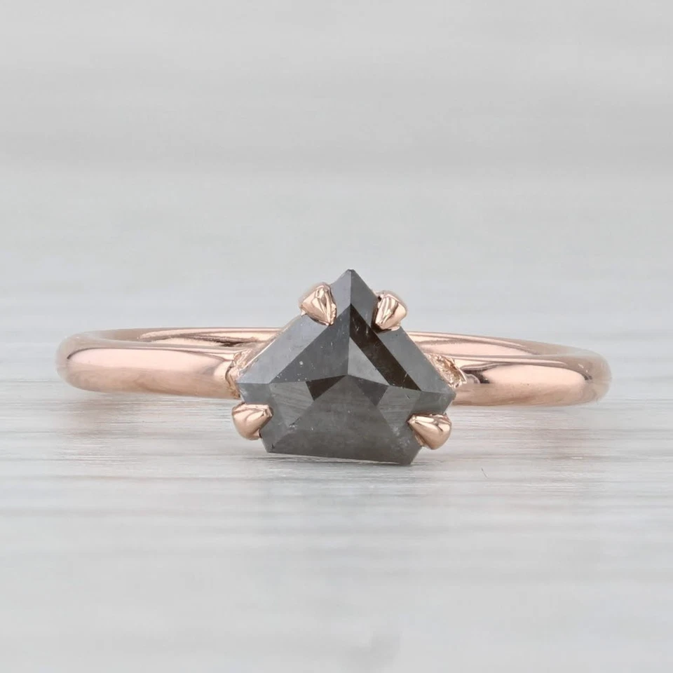 Nuevo Anillo Solitario Galaxia Diamante Personalizado 0.98ct Oro Rosa 14k Talla 6 Corte Escudo Foto 2 de 4