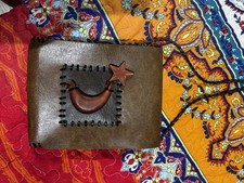 Vintage leather boho celestial  moon and star crossbody bag handmade boho 