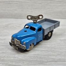 Vintage 1950s Schuco Varianto #3042 Blue Clockwork Tin Plate Truck with Key