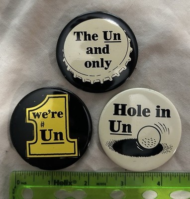 3 Vintage Pins Buttons 7up Soda Pop Hole in Un We're # The and Only Golf Ball