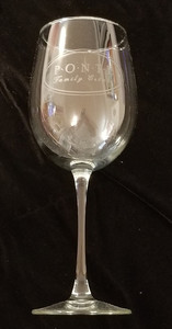 Ponte Family Estate - Temecula California - Wine Glass w/ White Artwork 8" Tall