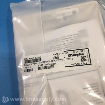 Simplex 07431685 49MP-SVWW White SV Mounting Plate Wall White FNFP