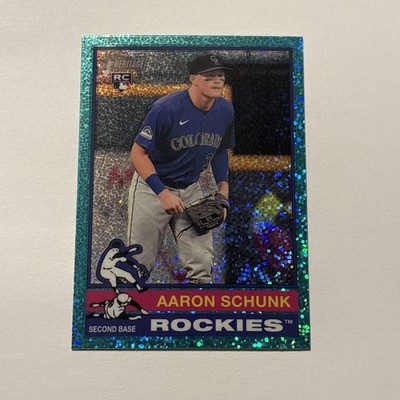 Aaron Schunk 2025 Topps Heritage Chrome Aqua Sparkle Refractor Rookie #90