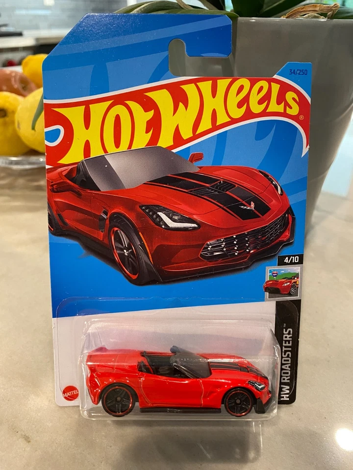 2019 Hot Wheels #95 Hw Cabriolets 5/5 Corvette C7 Z06 Convertible Rouge W / Blk - Photo 1/1