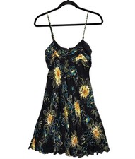 VTG 90  s Y2K Eva Blue Slip Dress Sequin Straps Fairy Whimsigoth Chiffon Sz 8