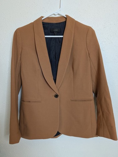 J. Crew Parke Blazer Wool Blend In Heather Caramel Size 0 Work Career Minimal - Picture 8 of 8