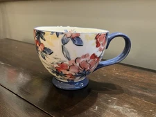 Potter’s Studio Red And Blue Flower Ceramic Coffee Tea Mug Cup Large 16 Oz