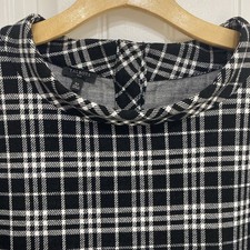 Talbots Womens 3X Shift Black/white Flannel Like Winter Dress 3 Gold Button 853