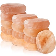 Swiffen 14 Flat Oval Pink Himalayan Salt Massage Stones 3.5" x 1" x 2.6"
