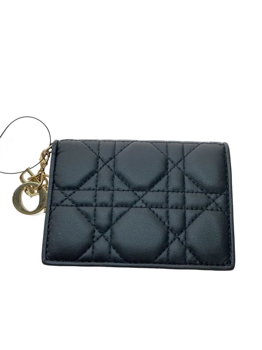 Christian Dior Card Case Cannage Black Women's