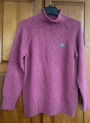 LL Bean Women s Rolled Neck Sweater Size M Cotton Ragg Funnelneck Pullover