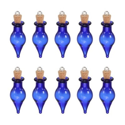 10 Pieces Mini Glass Bottles with Cork Cap and Screw, for Blue