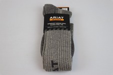 Ariat Men's Work Socks Lightweight Crew Merino Wool Blend Steel Toe Gray AR2266