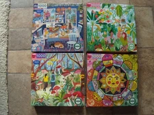 Set of 4 eeBoo 1000 piece high quality colorful jigsaw puzzles ALL COMPLETE