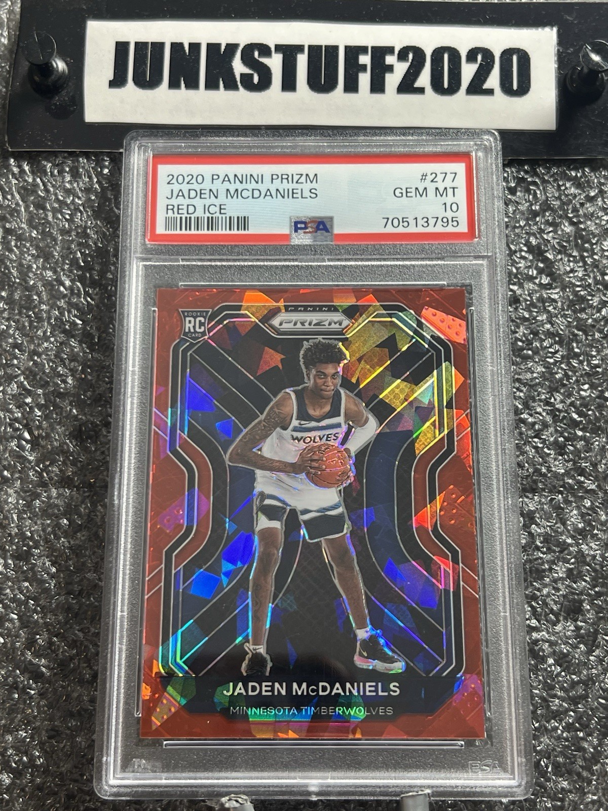 2020-21 Prizm Jaden Mcdaniels PSA 10 RED ICE RC Rookie 277 Pop 24Timberwolves