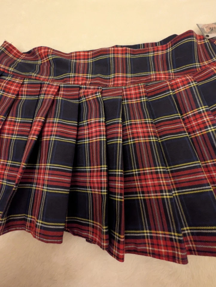 Escanté Plaid Pleated Mini Skirt 1X/2X Red Tartan Schoolgirl Costume NWT Plus SZ - Image 2 of 4